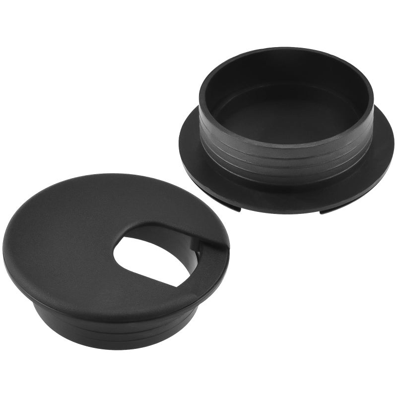 HONSNKS 2 Inch Desk Grommet, 6 Pcs 2 Inch ABS Plastic Cable Hole Cover, Tidy Cable Hole Cover Organizers for Office PC Computer Desk Cord Management (Black) - Image 1